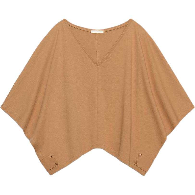 ZARA T Shirts Women's Medium Camel V Neck