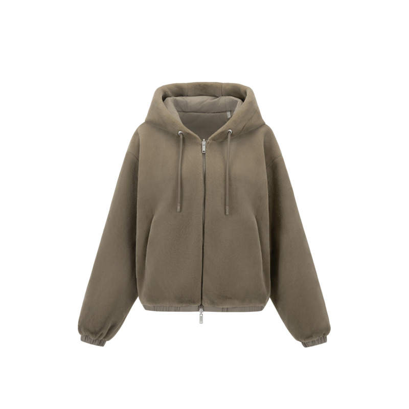 Moose Knuckles Velvet Jackets Women's Ash Hooded Non Detachable Thickened Straight Fit