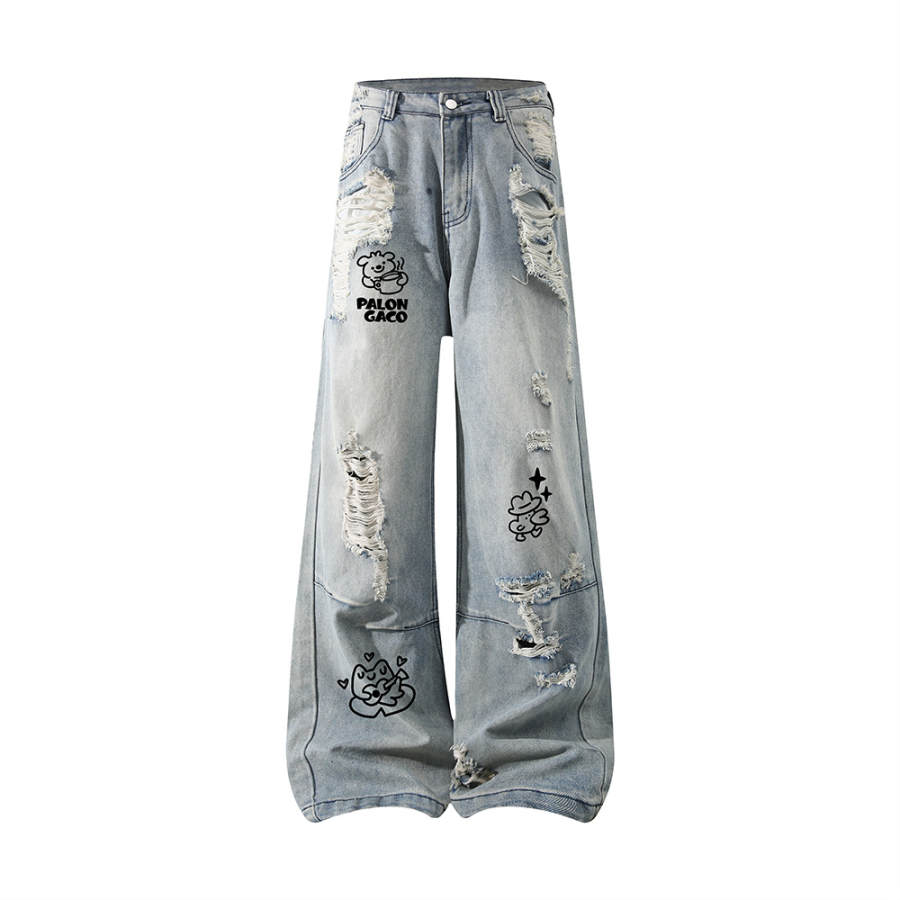 PAL ONGACO Jeans Men's Blue Moderate Straight Fit Pants