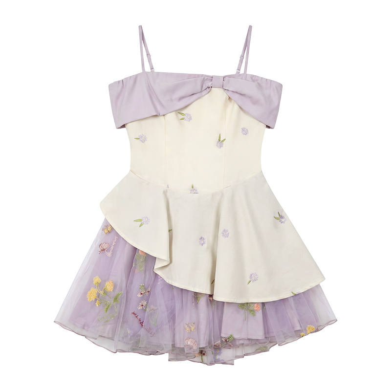 FABRIC PIG Slip Dresses Women's Light Purple Camisole Dress Thin Short Skirt Puffy Skirt