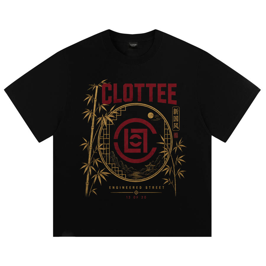 CLOT T Shirts Unisex Black 100% Cotton Heavyweight 320G Crew Neck Moderate Other