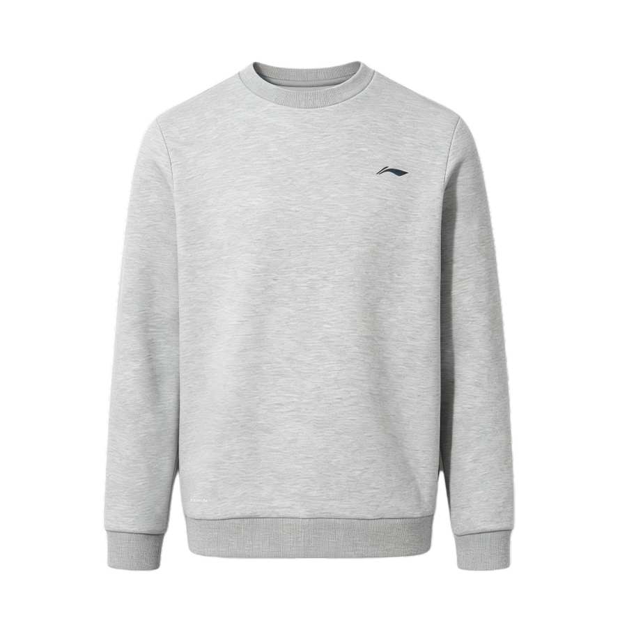 Li-Ning Li Ning Sweatshirts Men's Heather Gray Crew Neck Thickened Regular