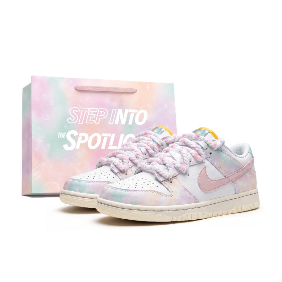 Nike Nike Dunk Skateboard Shoes Unisex Low Top Pink/White/Purple/Beige Yellow