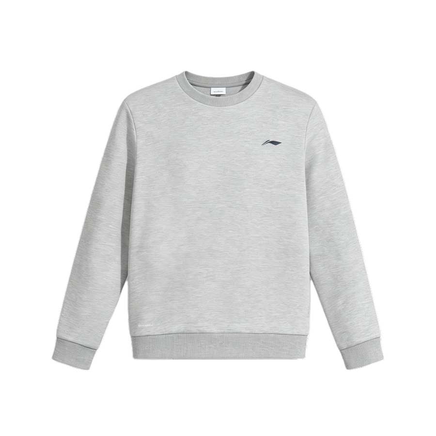 Li-Ning Li Ning Sweatshirts Men's Heather Gray Crew Neck Thickened Regular