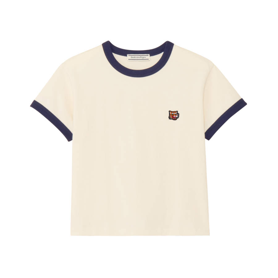 Onitsuka Tiger T Shirts Women's White Crew Neck Moderate