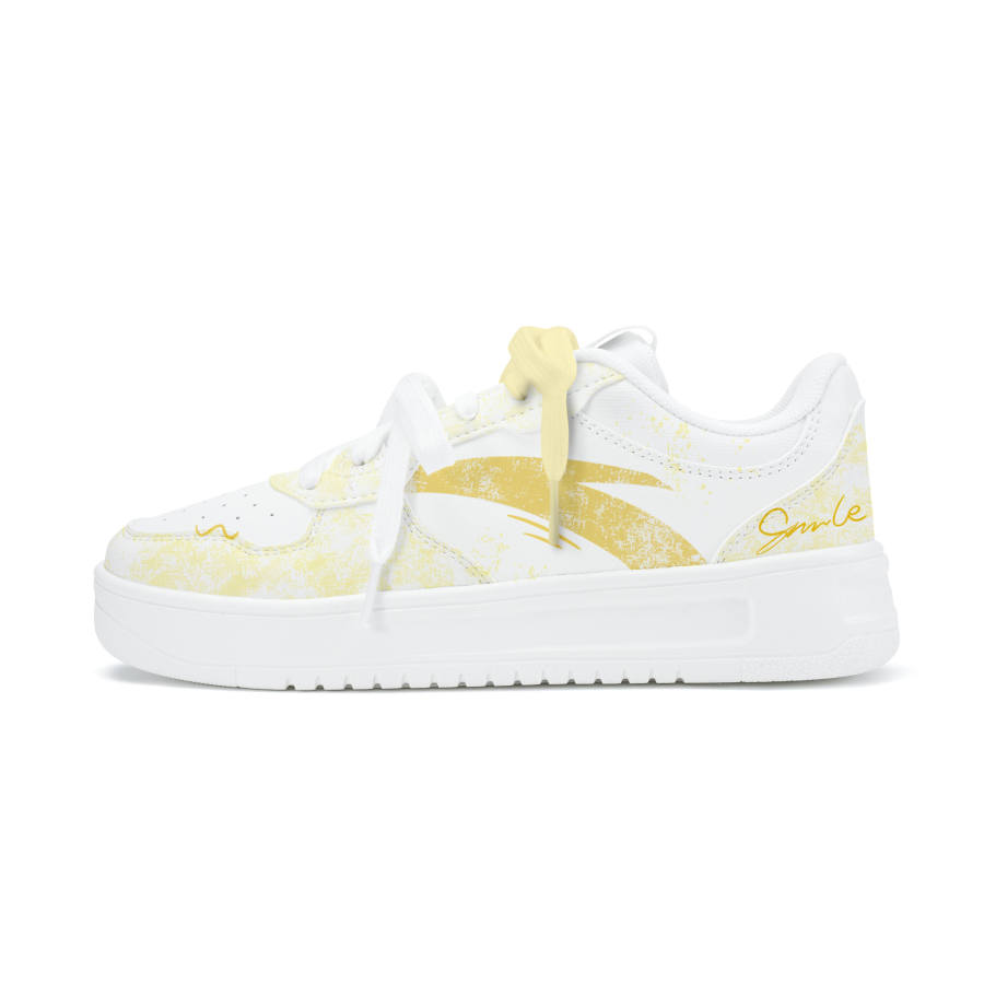 ANTA Easy Skateboard Shoes Unisex Low Top White/Yellow