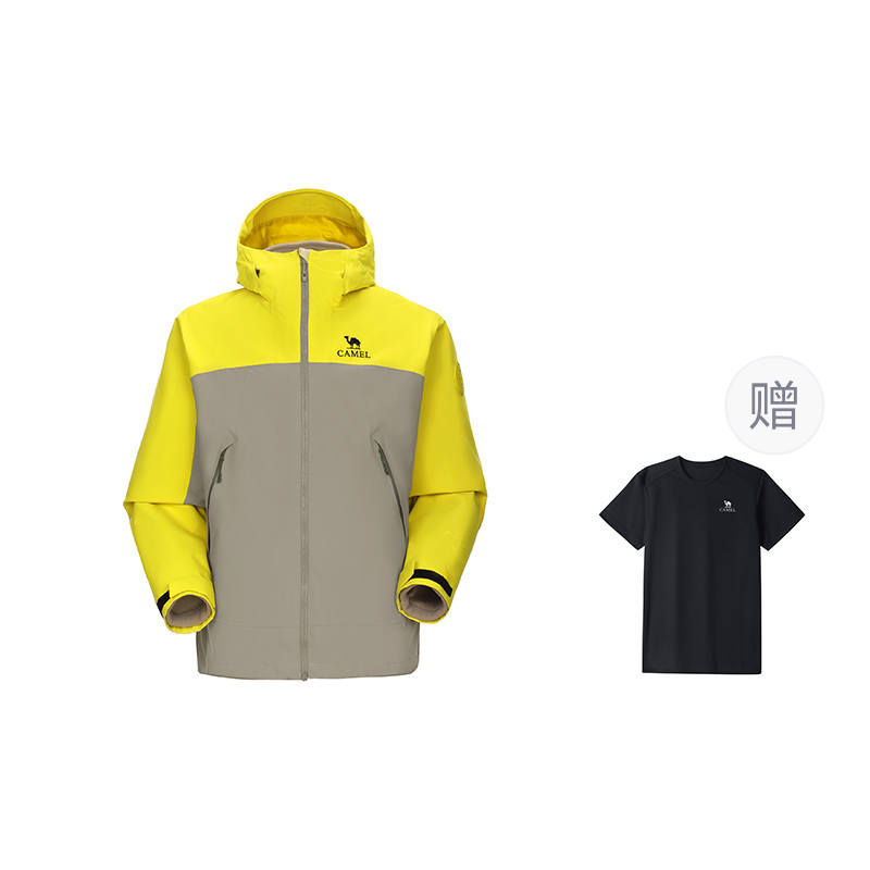 CAMEL Color Block Windproof And Rainproof Breathable Oil Repellent Thermal Fleece Liner 3 in 1 Windbreaker Jacket Men's