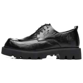 KJ Casual Leather Shoes Men's Low Top Black