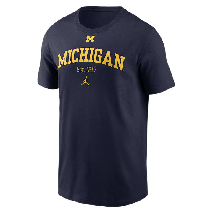 Nike Nike College T Shirts Men's Marine Blue Crew Neck Moderate
