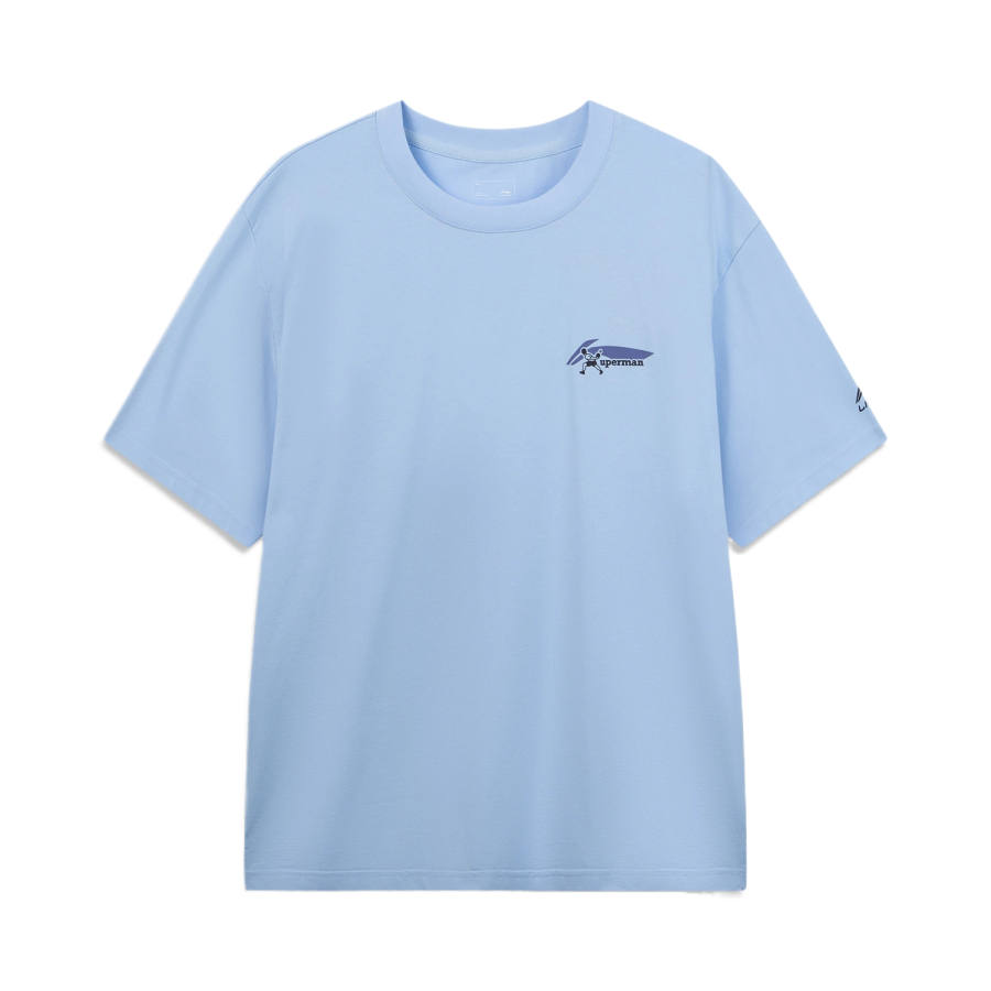 Li-Ning Li Ning Sports Trendy Collection T Shirts Unisex Pink/Blue Crew Neck Moderate