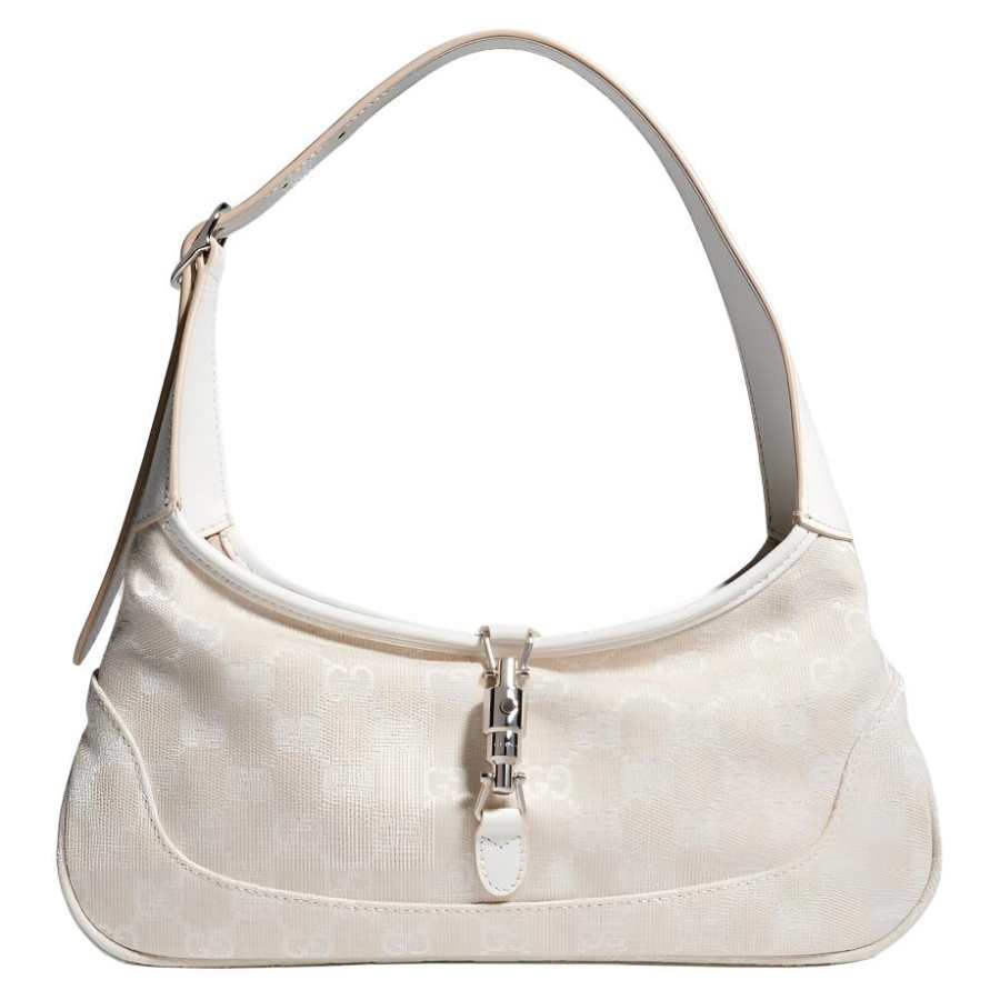 GUCCI Jackie Canvas Shoulder Bag Medium Women's Ivory