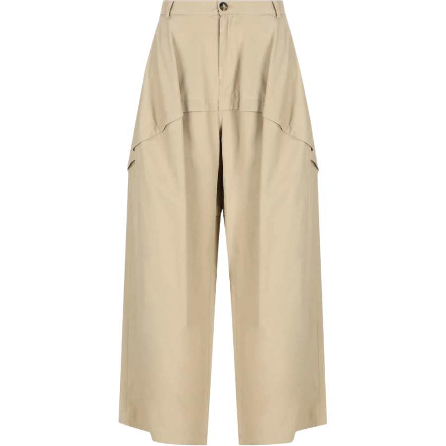 LOEWE Casual Pants Women's Beige Moderate Wide Leg Pants
