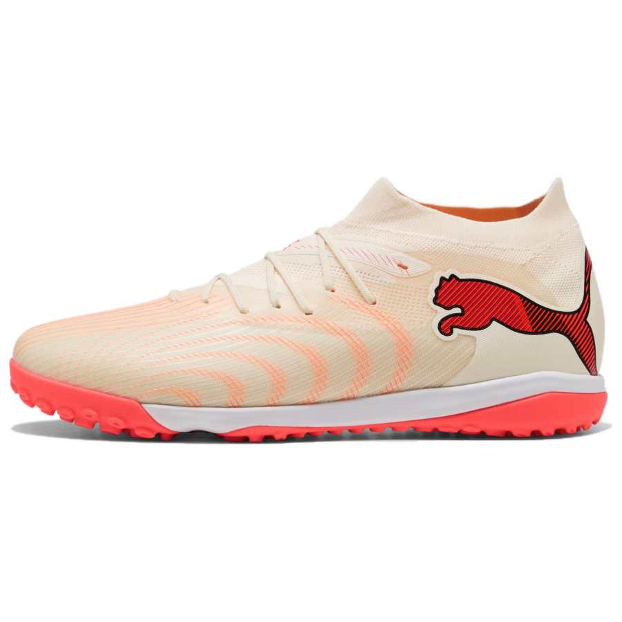 PUMA Future 9 Match Soccer Shoes Unisex Mid Top Preserved Almond PUMA White Ultra Red PUMA Black