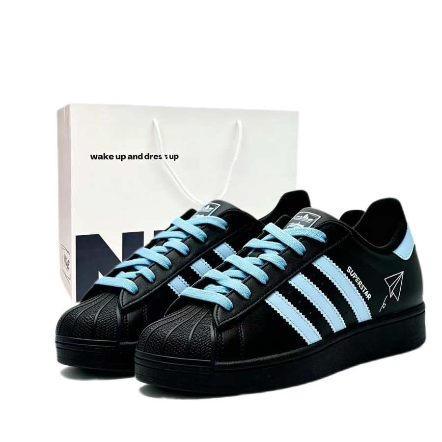 Adidas Originals SUPERSTAR Skateboard Shoes Unisex Low Top Black Blue
