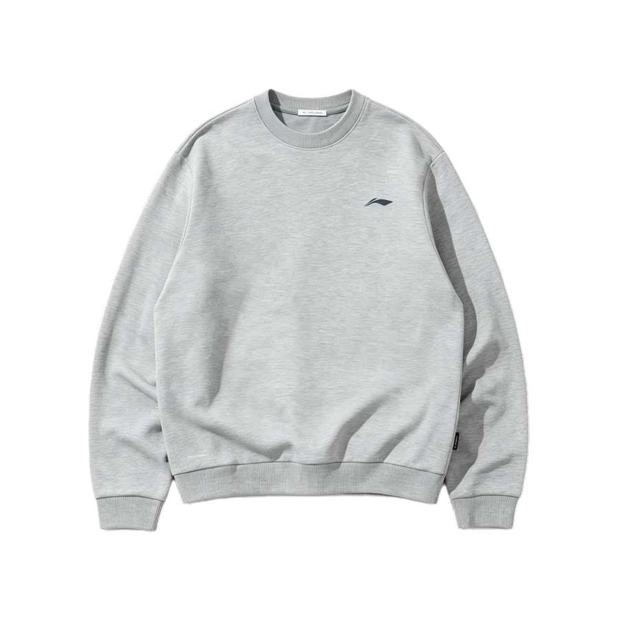 Li-Ning Li Ning Sweatshirts Men's Heather Gray Crew Neck Thickened Regular
