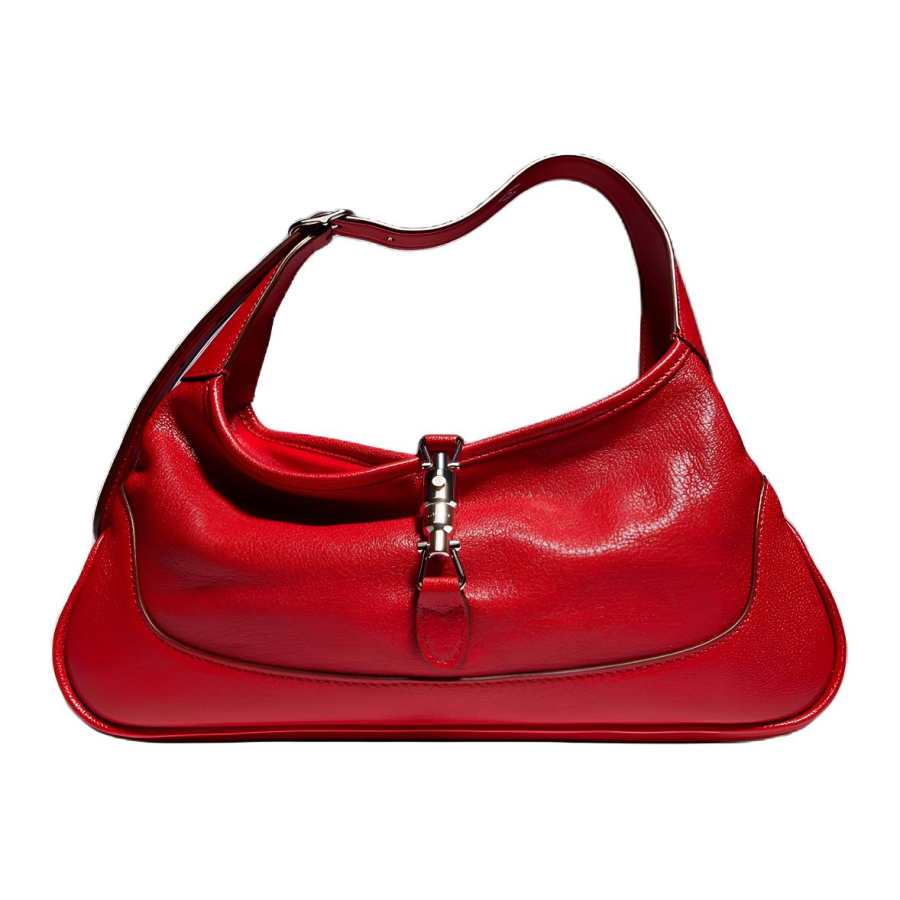 GUCCI Jackie Soft Grain Leather Shoulder Bag Medium Women's Red