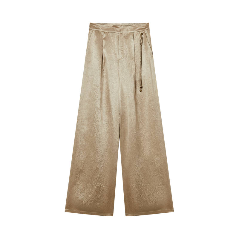 XIANGYING Casual Pants Women's Dark Khaki Moderate Wide Leg Pants