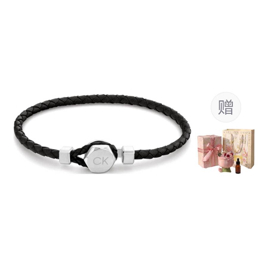 CALVIN KLEIN 316L Stainless Steel & Leather Niche, Trendy, Premium Aesthetic Versatile Wristband Men's
