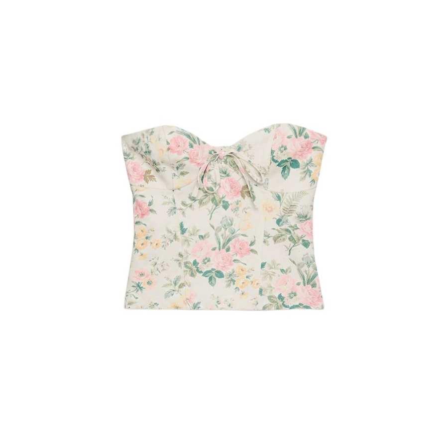 ZARA Strapless Tops Women's Frosted White