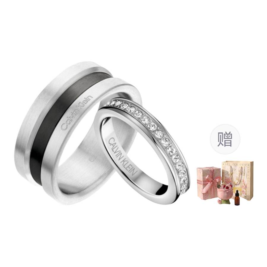 CALVIN KLEIN 316L Stainless Steel & Artificial Crystal Niche, Trendy, Premium Aesthetic Versatile Ring Unisex