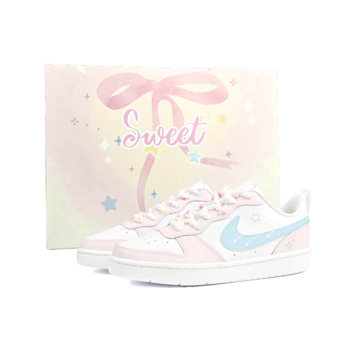 Nike Nike Court Borough Skateboard Shoes Women's Low Top White Pink Blue