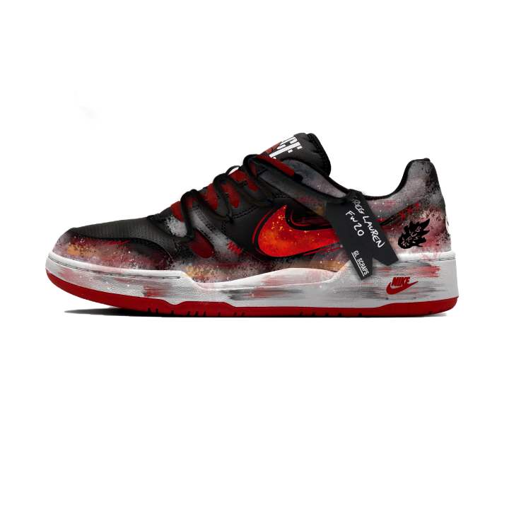 Nike Nike Full Force Skateboard Shoes Men's Low Top Black, Red, Gray, White Graffiti Color Block