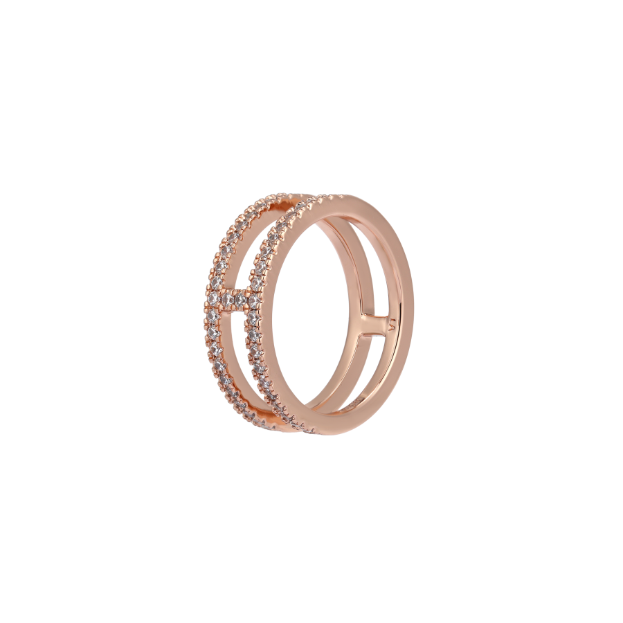 Apm Monaco Synthetic Cubic Zirconia APM Rose Alloy, 18K Gold Plated Rings Women's Gold