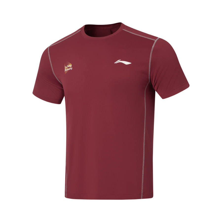 Li-Ning Li Ning Running Collection T Shirts Men's Saffron Crew Neck Moderate Straight Fit