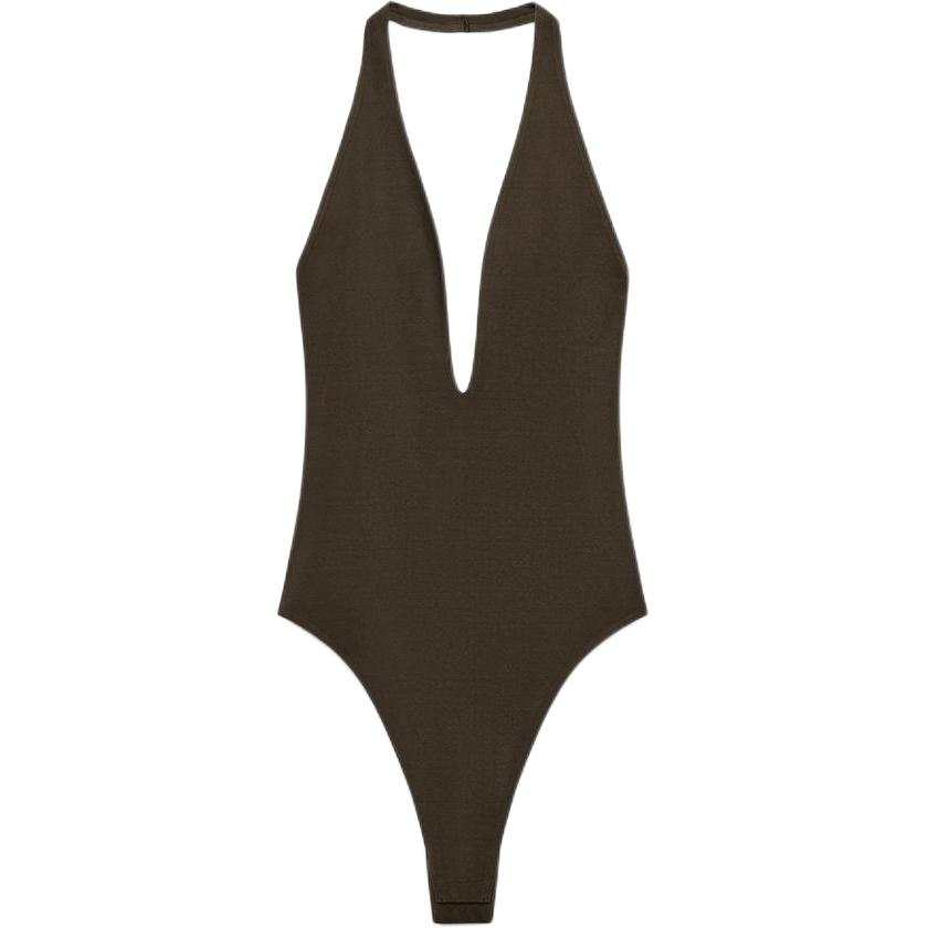 ZARA Bodysuits Women's Dark Brown Halter