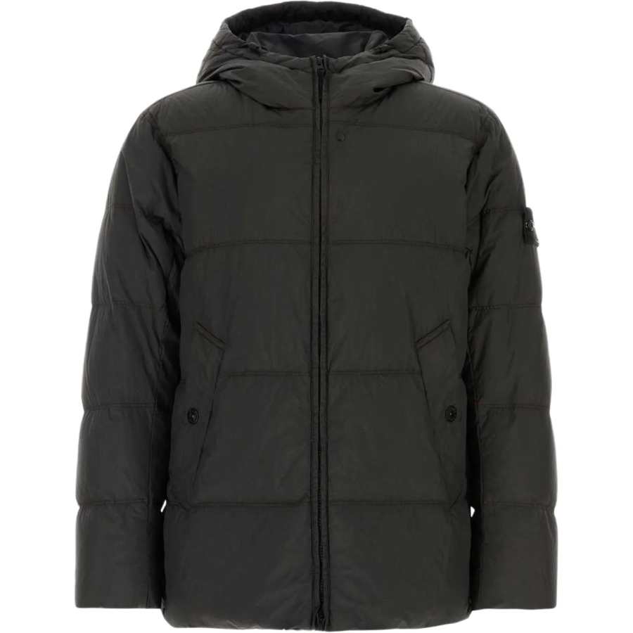 STONE ISLAND Down Coats Men's Lead Gray Hooded Non Detachable