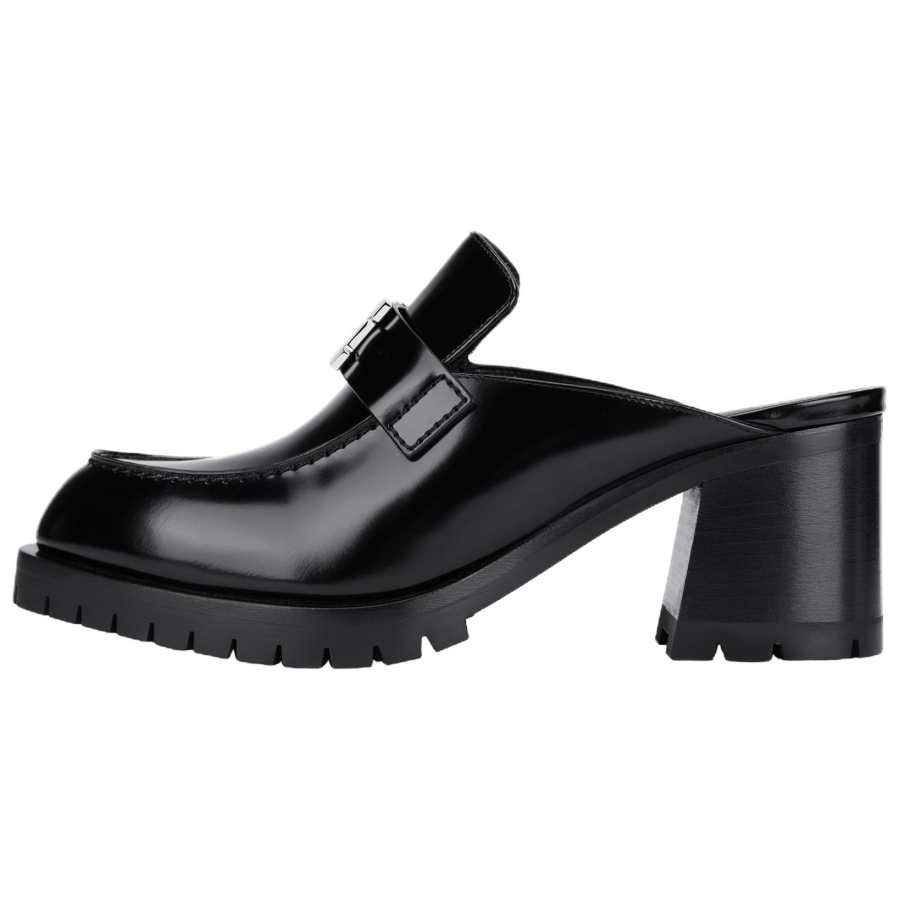 HERMES Flore Closed Toe Slippers 6cm Women's Black