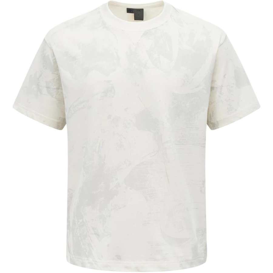 Li-Ning Li Ning T Shirts Men's Paper White All Over Print Crew Neck Moderate Straight Fit