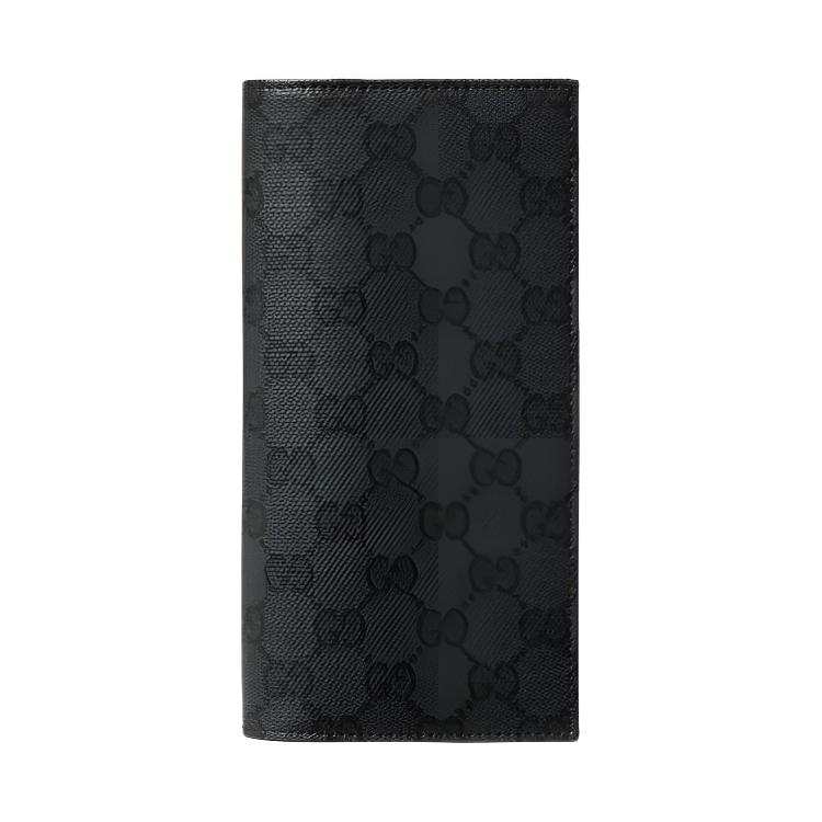 GUCCI Coated Canvas With Leather Wallet Men's Black