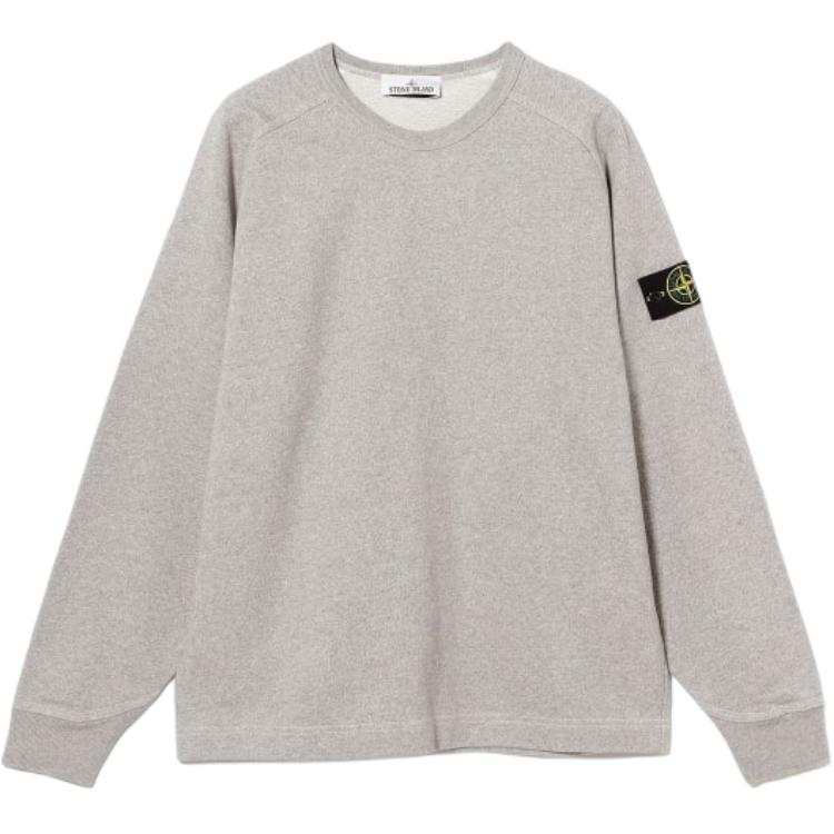 STONE ISLAND Sweatshirts Men's Heather Gray Crew Neck Moderate Straight Fit