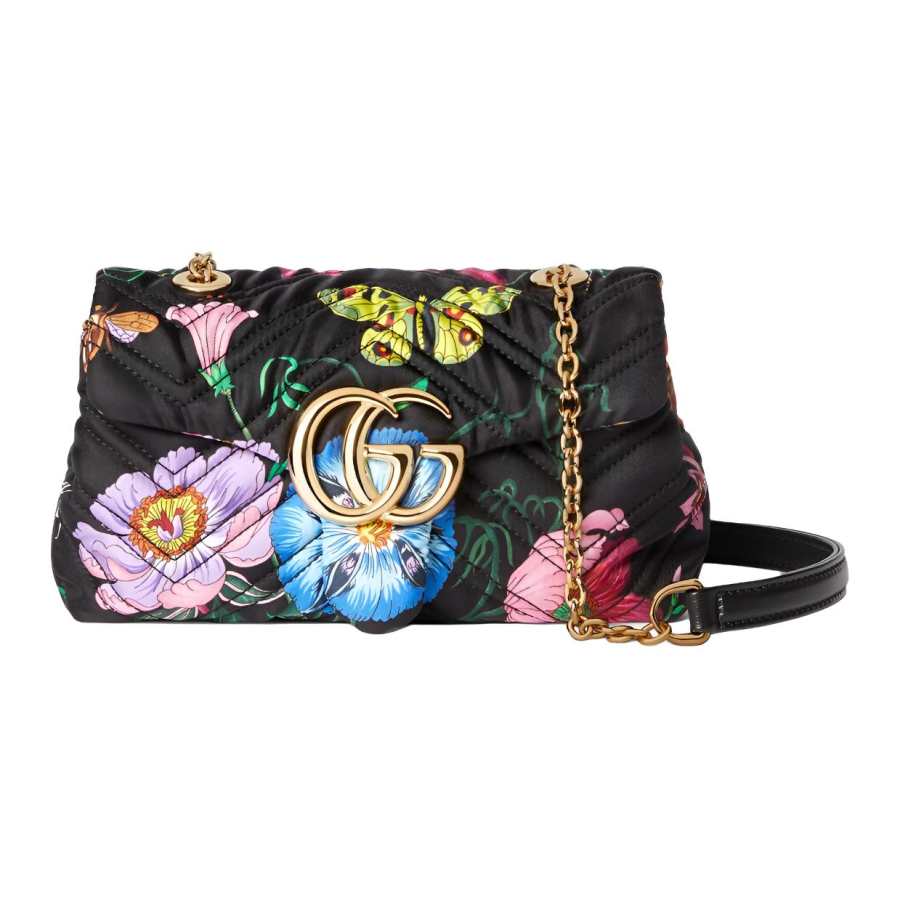 GUCCI GG Marmont Silk Twill Crossbody Bags Mini Women's Black