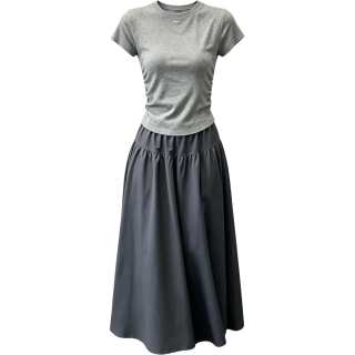 CHARM GLOW Two Piece Skirt Sets Women's Crew Neck Moderate Long Skirt