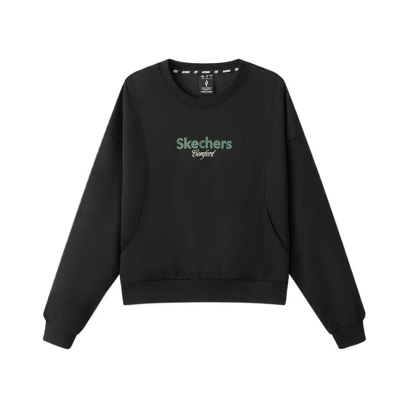 Skechers Sweatshirts Women's Carbon Black 0018 Crew Neck Moderate