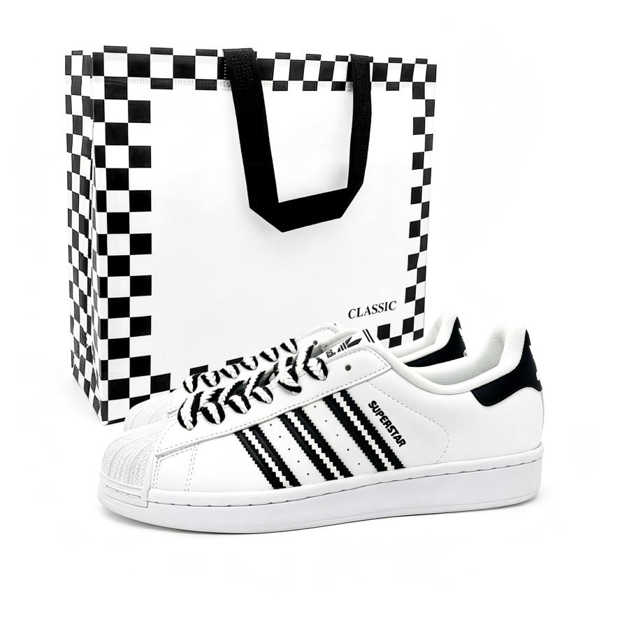 Adidas Originals SUPERSTAR Skateboard Shoes Unisex Low Top White/Black/Gold