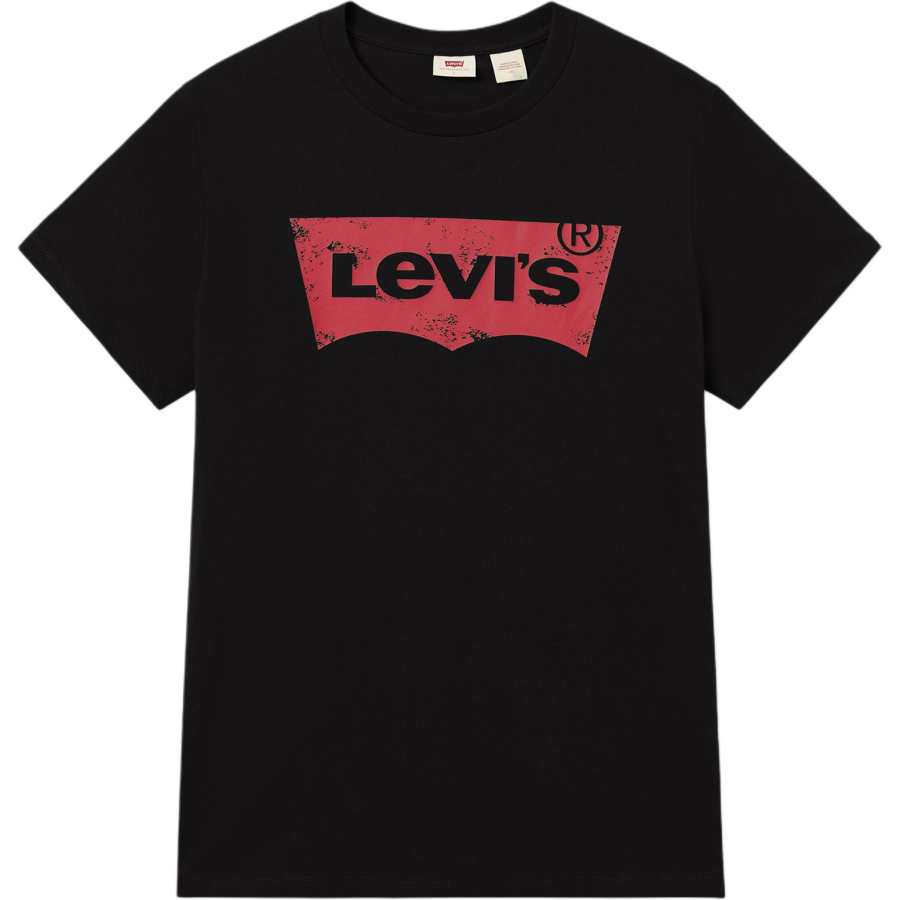 Levis T Shirts Women's Black Crew Neck Moderate