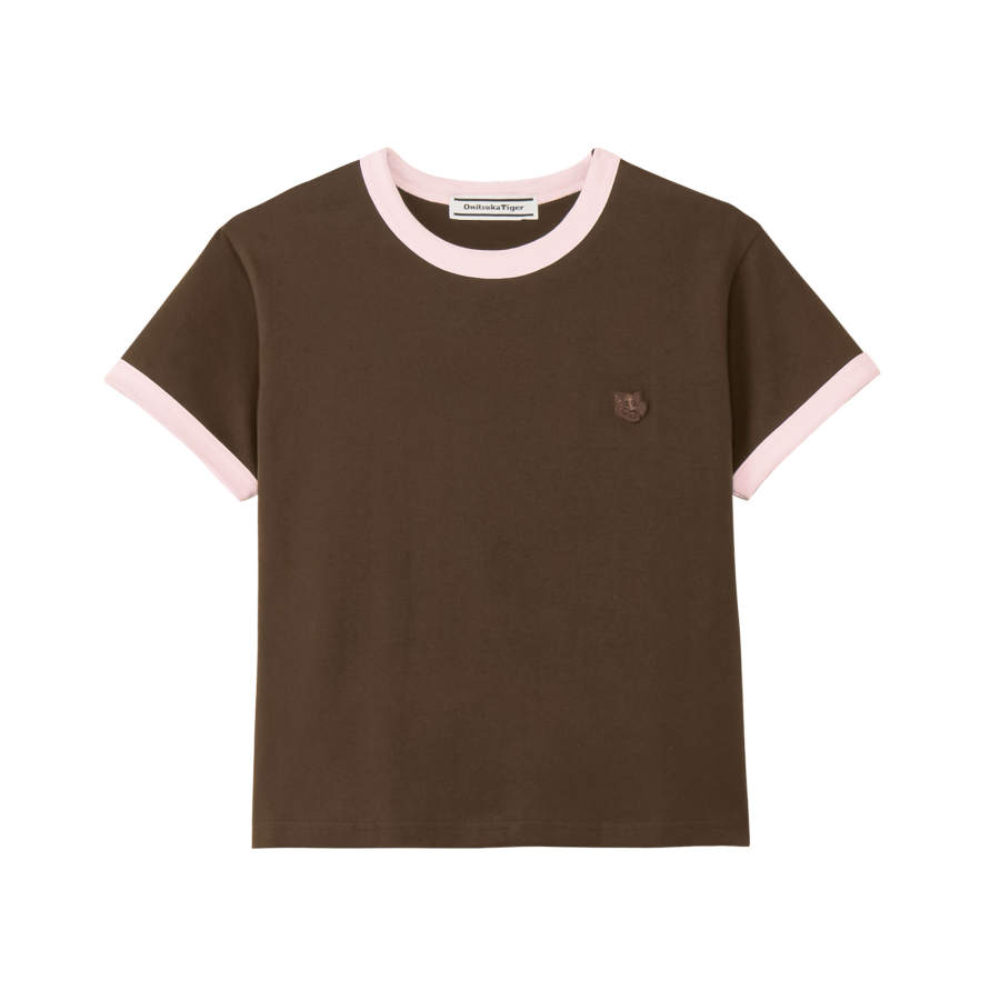 Onitsuka Tiger T Shirts Women's Brown Crew Neck Moderate Straight Fit