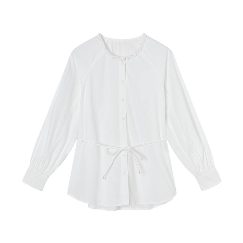 XIANGYING Shirts Women's White Crew Neck Moderate