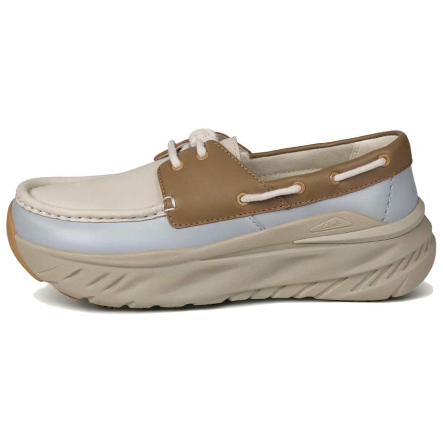 Clarks Loafers Unisex White & Brown & Blue