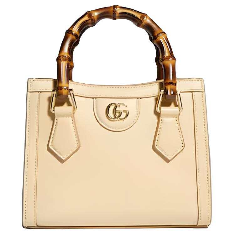 GUCCI Diana Leather Tote Handbag Small Women's Yellow