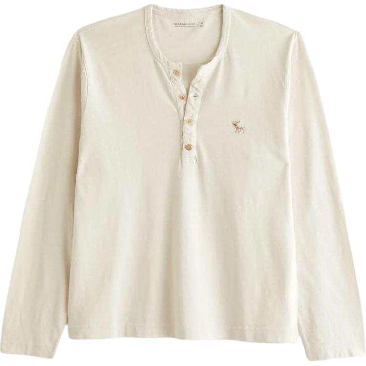 Abercrombie&Fitch T Shirts Men's Warm Beige Henry Collar Moderate