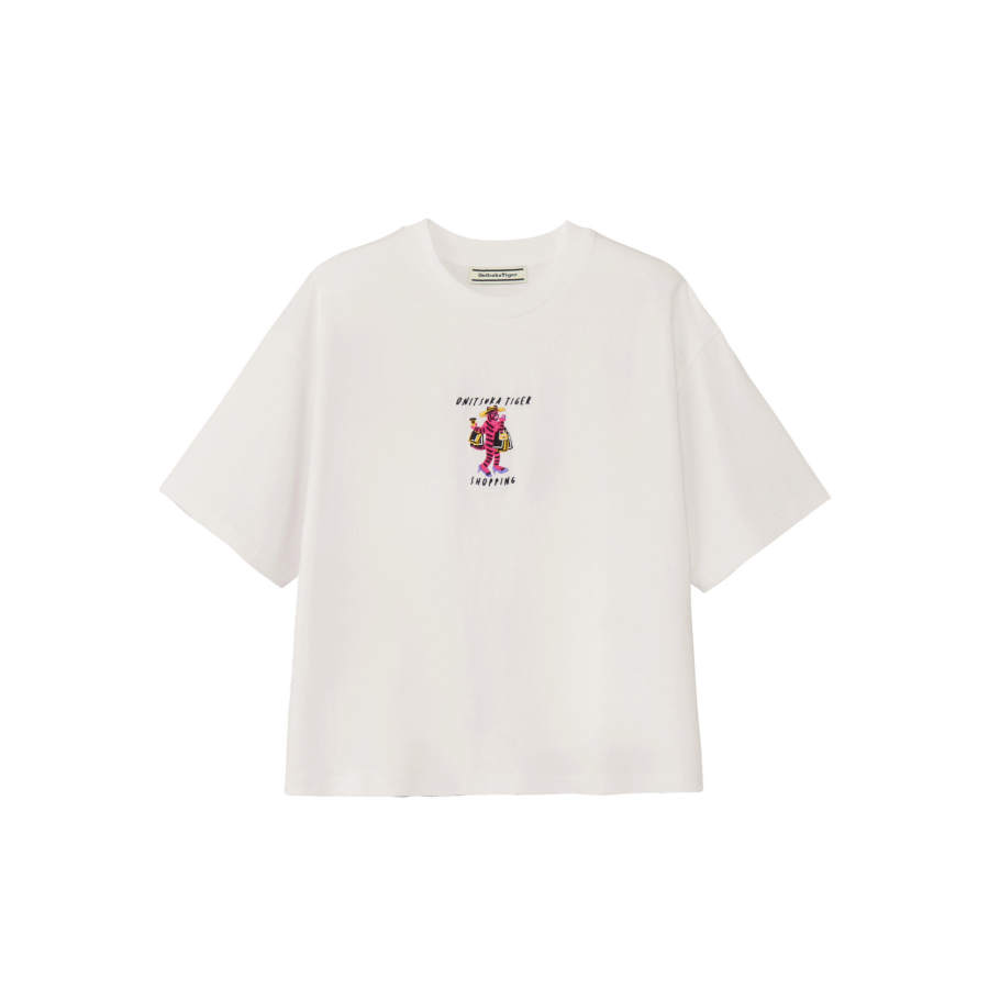 Onitsuka Tiger T Shirts Women's White Crew Neck Moderate