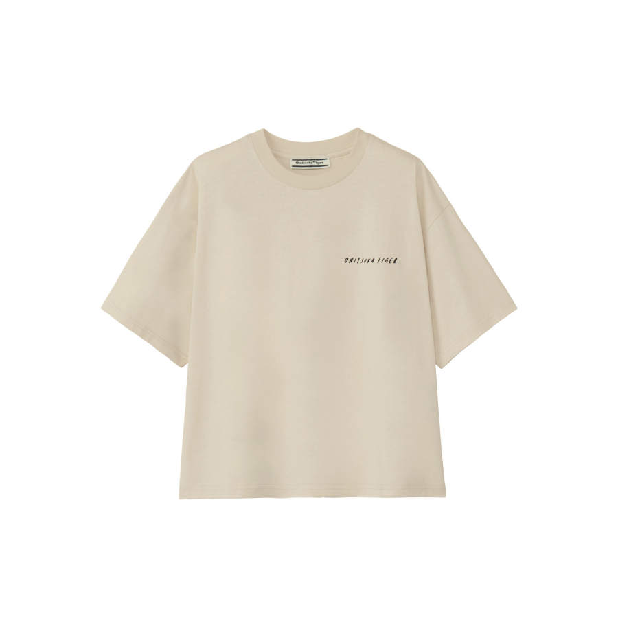 Onitsuka Tiger T Shirts Women's Light Beige Crew Neck Moderate