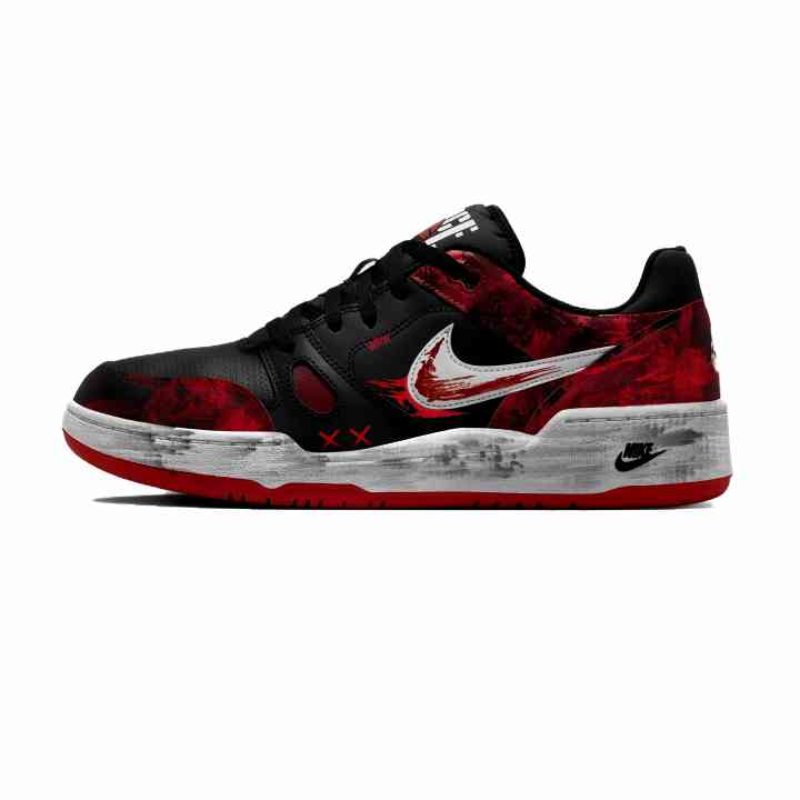 Nike Nike Full Force Skateboard Shoes Men's Low Top Black, Red, Gray, White Graffiti Color Block