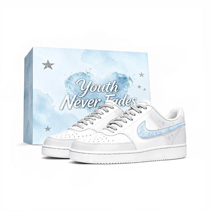 Nike Nike Court Vision Skateboard Shoes Unisex Low Top Gray/Blue