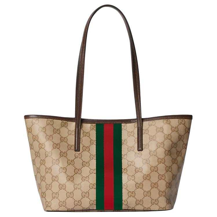 GUCCI Coated Canvas Shoulder Bag Small Women's Sand & Dark Brown
