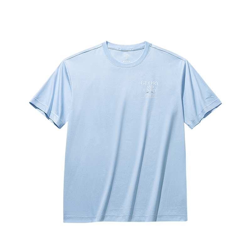 ANTA Life Collection T Shirts Men's Light Dusty Blue Crew Neck Moderate Straight Fit